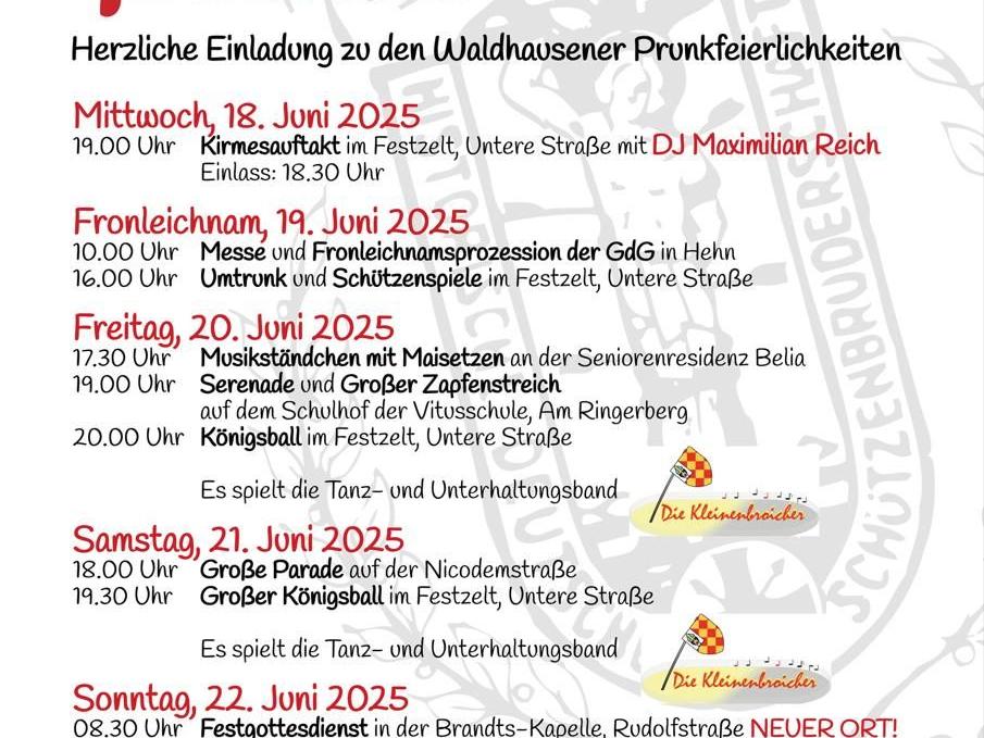 Prunkfeierlichkeiten Waldhausen 2025 - Programm