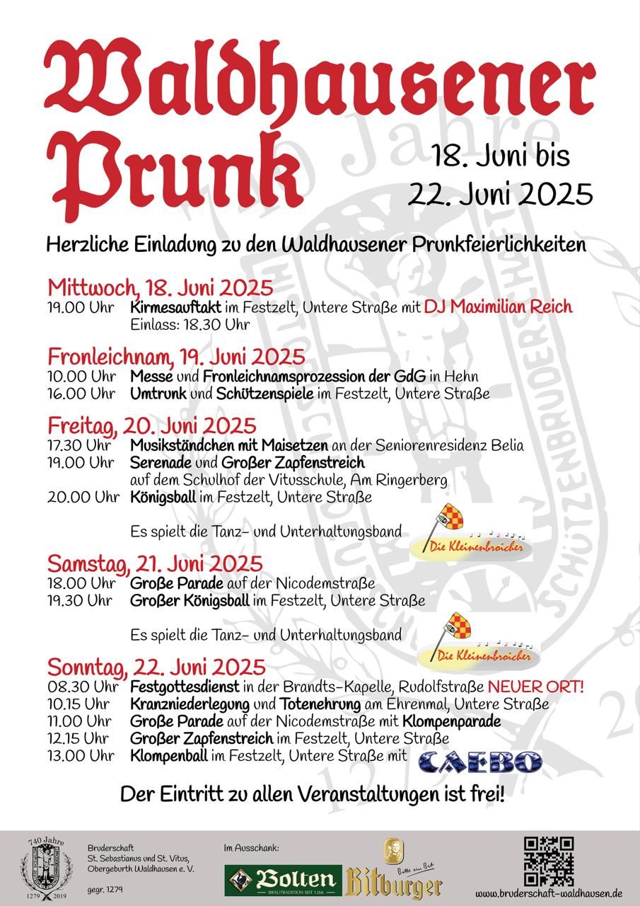 Prunkfeierlichkeiten Waldhausen 2025 - Programm (c) St. Anna
